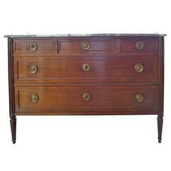 French XIX Louis XV Five-Drawer Chest with Marble Top 10