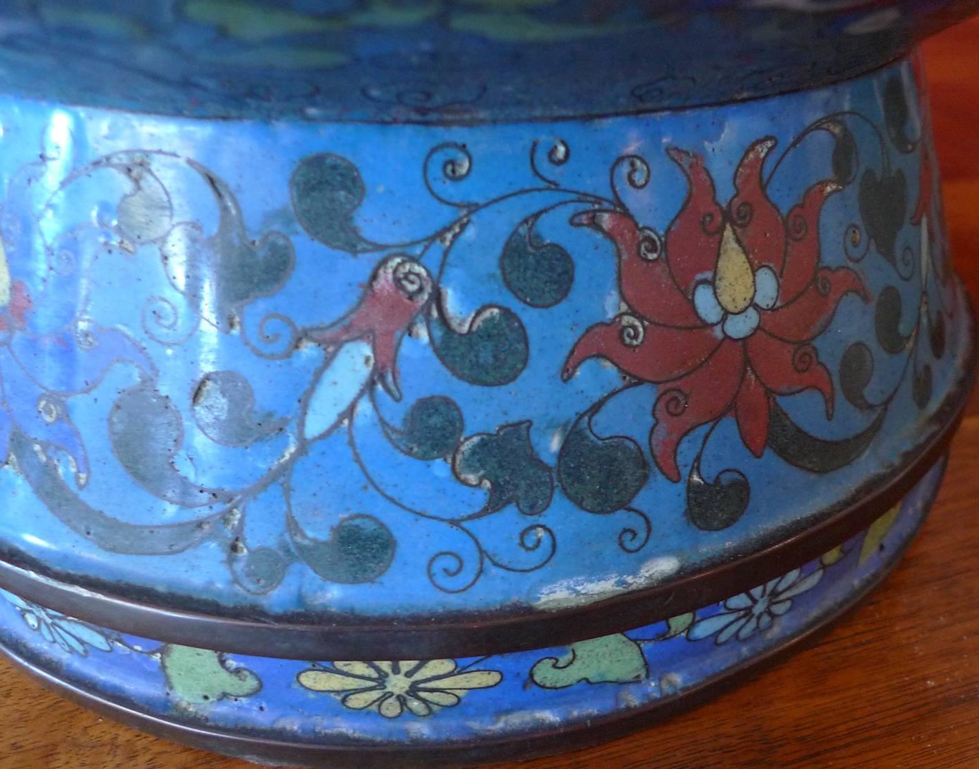 Chinese Late 19th Century Large Cloisonné Enamel Vase 3