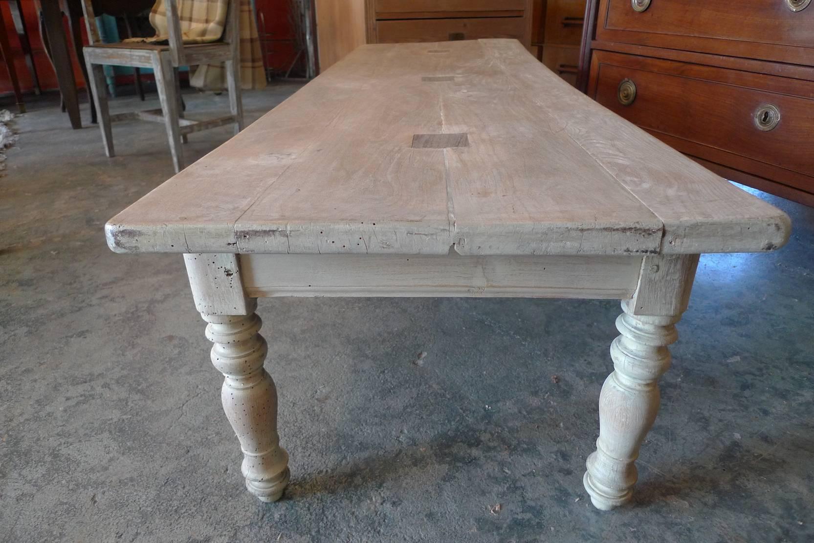 French 19th Century Stained Pine Long Coffee Table. 3