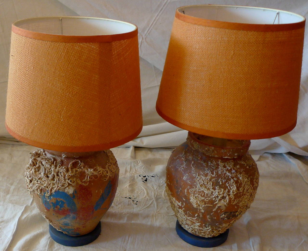 Two French 19th century Provence pots wired for side lamps.