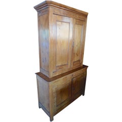 French XIX Deux Corp Linen Cupboard with 4 Doors, 4 Shelves and 1 Centre Drawer