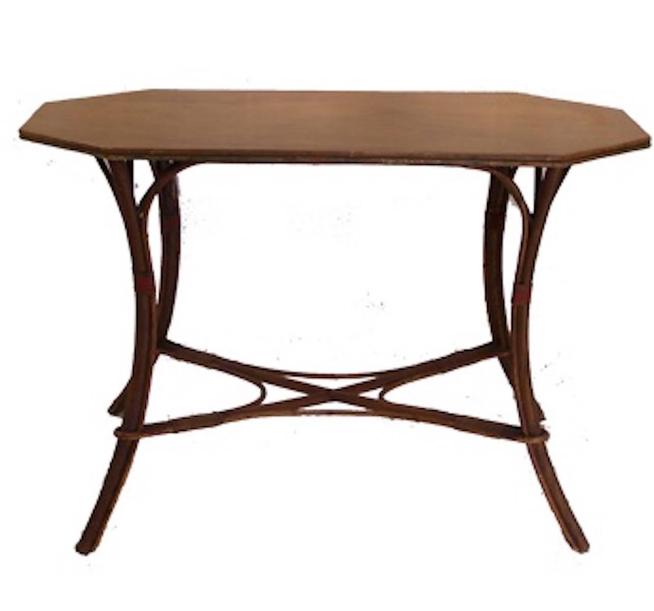 French 19th century bamboo octagonal table.
