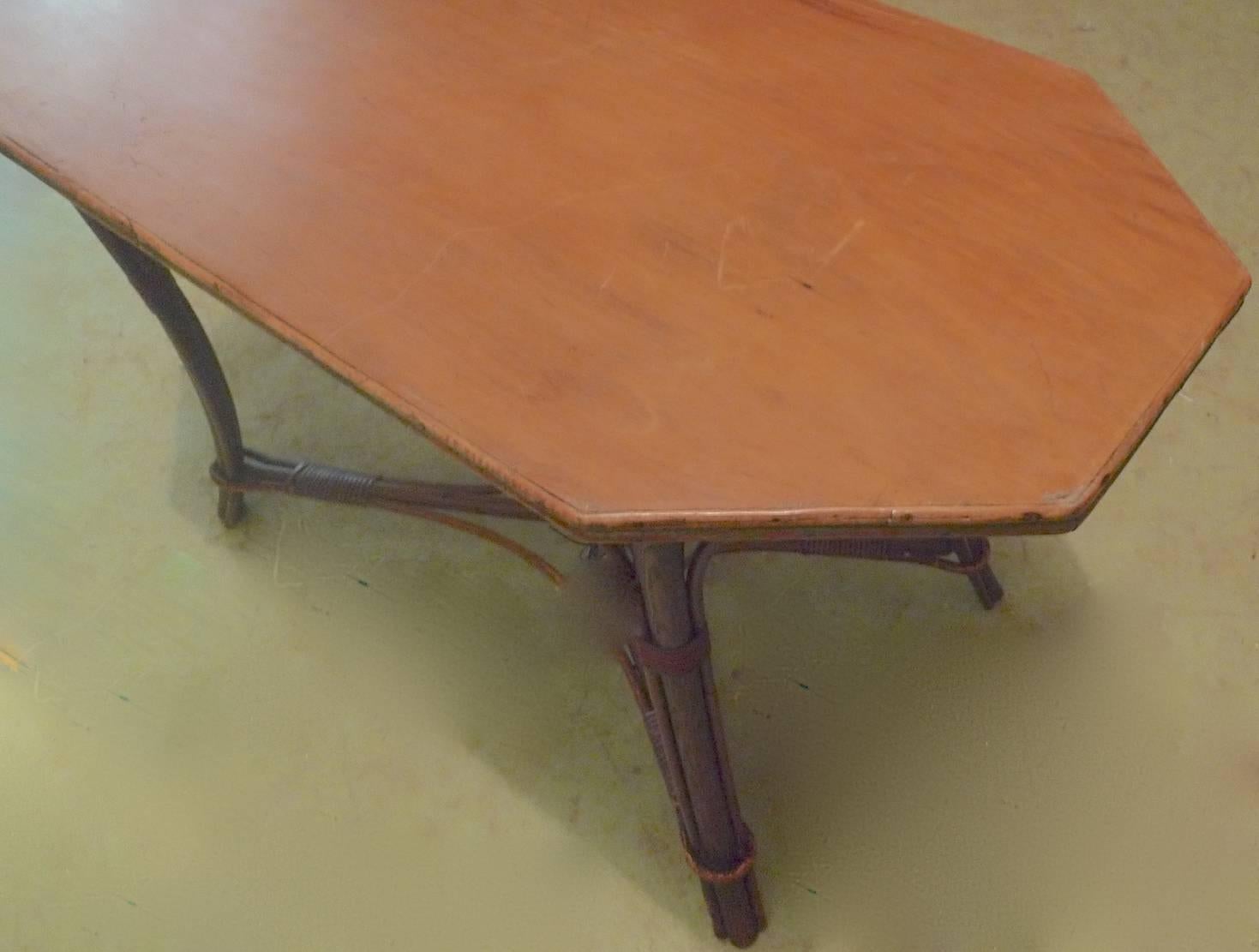 Stained French 19th Century Bamboo Octagonal Table