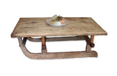 Swiss Pinewood 19th Century Sleigh Coffee Table.