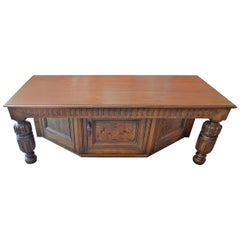 Spanish 19th Century Carved Walnut Coffee Table with Small Storage Compartment