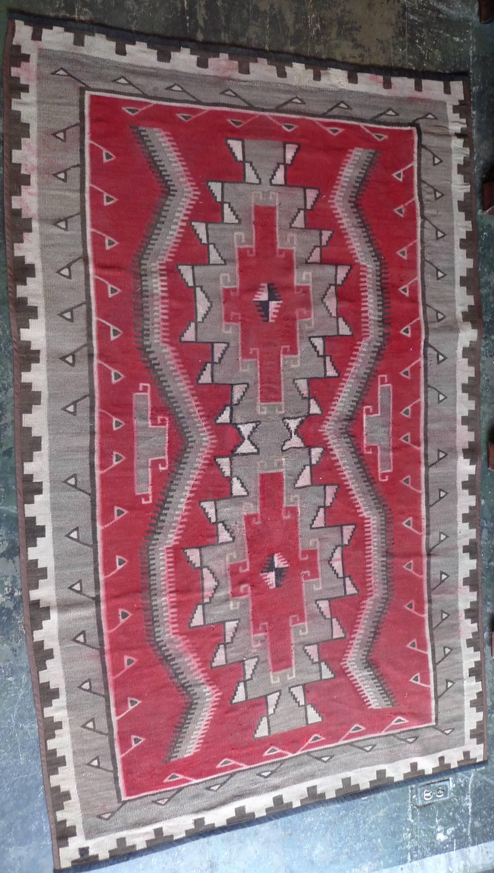 Woven Navajo Vintage Handwoven Wool Rug