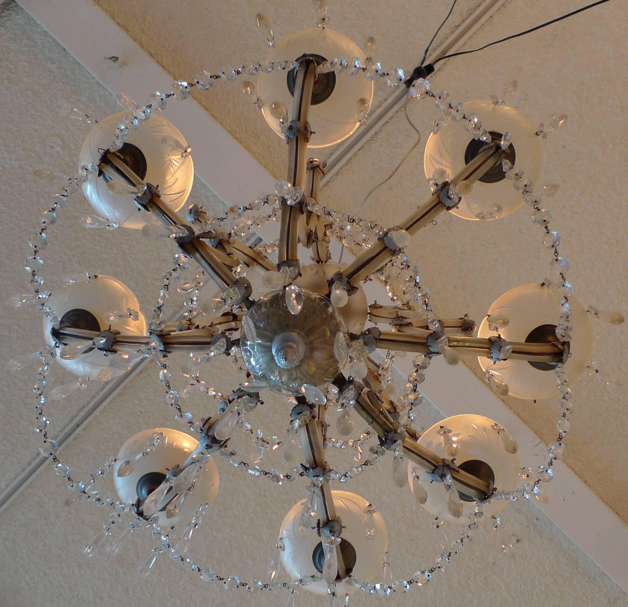 French 19th century eight-light crystal chandelier.