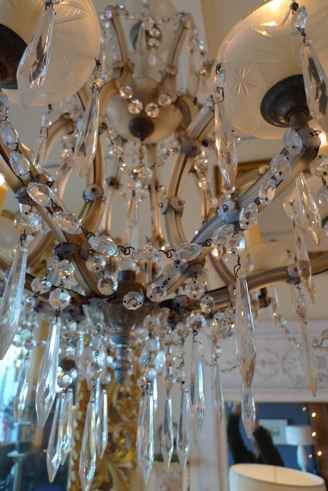 French 19th Century Eight-Light Crystal Chandelier In Good Condition In Santa Monica, CA