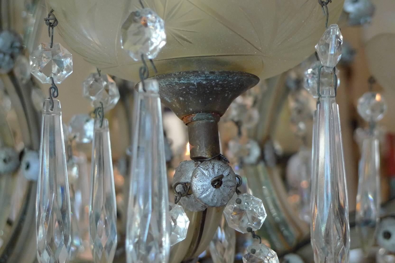 Metal French 19th Century Eight-Light Crystal Chandelier
