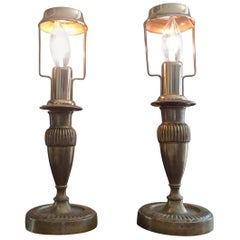 Two French 19th Century Converted Brass Table Lamps