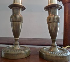 Two French 19th Century Converted Brass Table Lamps