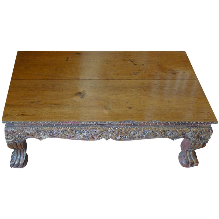 Japanese 19th Century Chabudai Hand Carved Stained And Painted Japanese 19th Century Chabudai Hand Carved Stained And Painted Low Table For