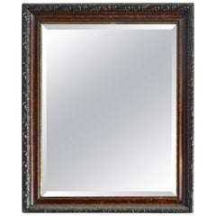 French Mid-20th Century Hand-Carved Stained Walnut Framed Mirror