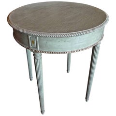 French 19th Century Round Green Painted Nightstand