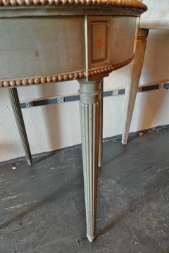 French 19th Century Round Green Painted Nightstand