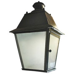 French 1940s Toile Street Light with Four Frosted Glass Sides and Bottom