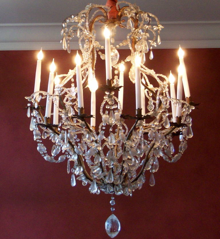 English 18th century twelve light crystal chandelier.