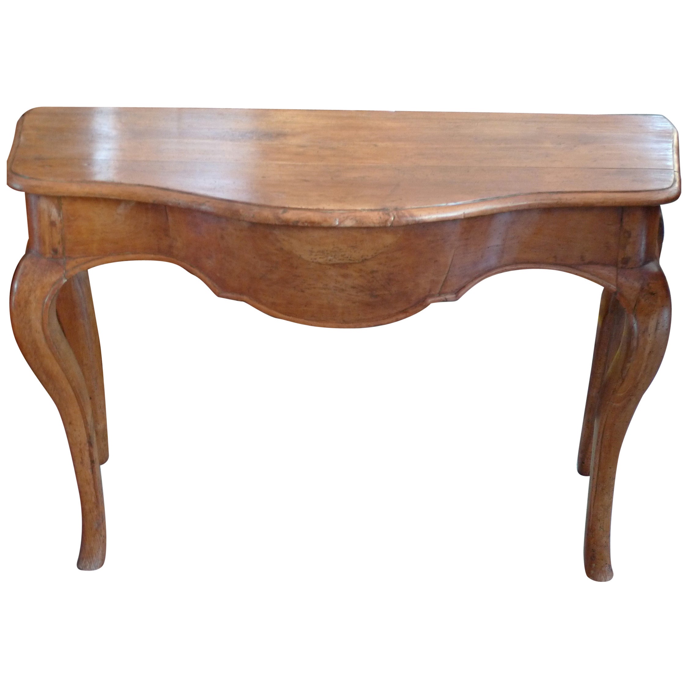 French 19th Century Stained Fruitwood Demilune Console Table