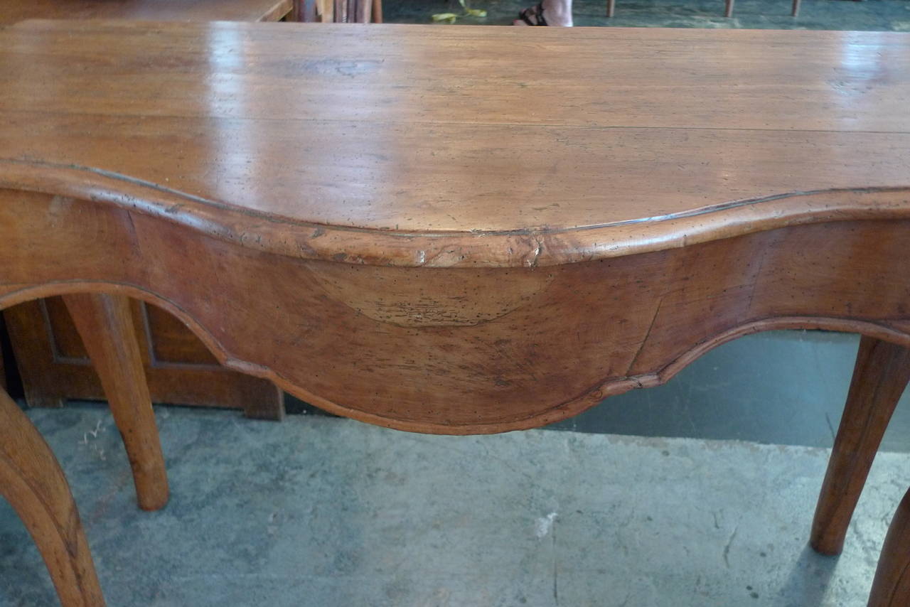 French 19th Century Stained Fruitwood Demilune Console Table In Excellent Condition In Santa Monica, CA