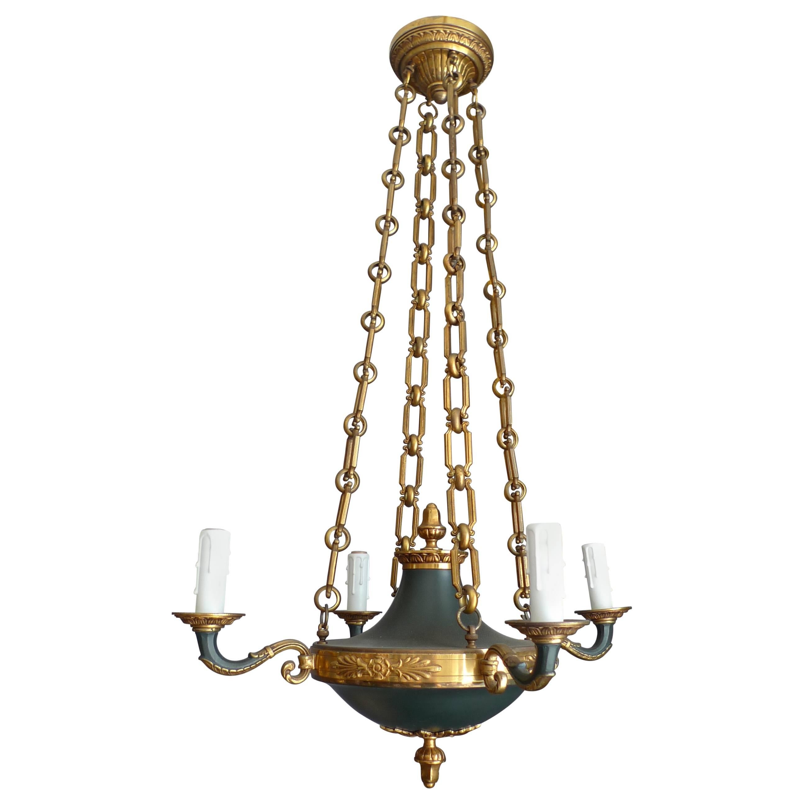 French Early 20th Century Empire Style Four-Arm Four-Light Chandelier