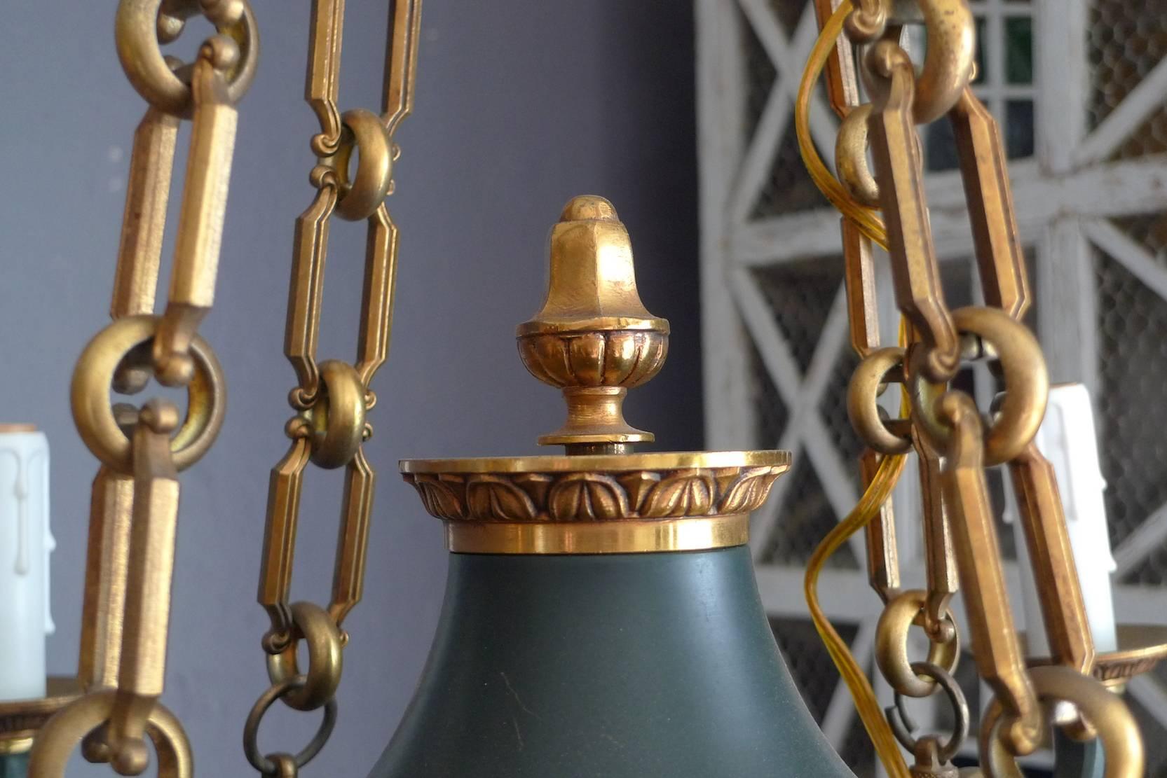Metal French Early 20th Century Empire Style Four-Arm Four-Light Chandelier