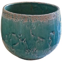 Antique French 1930s Glazed Ceramic Flower Pot