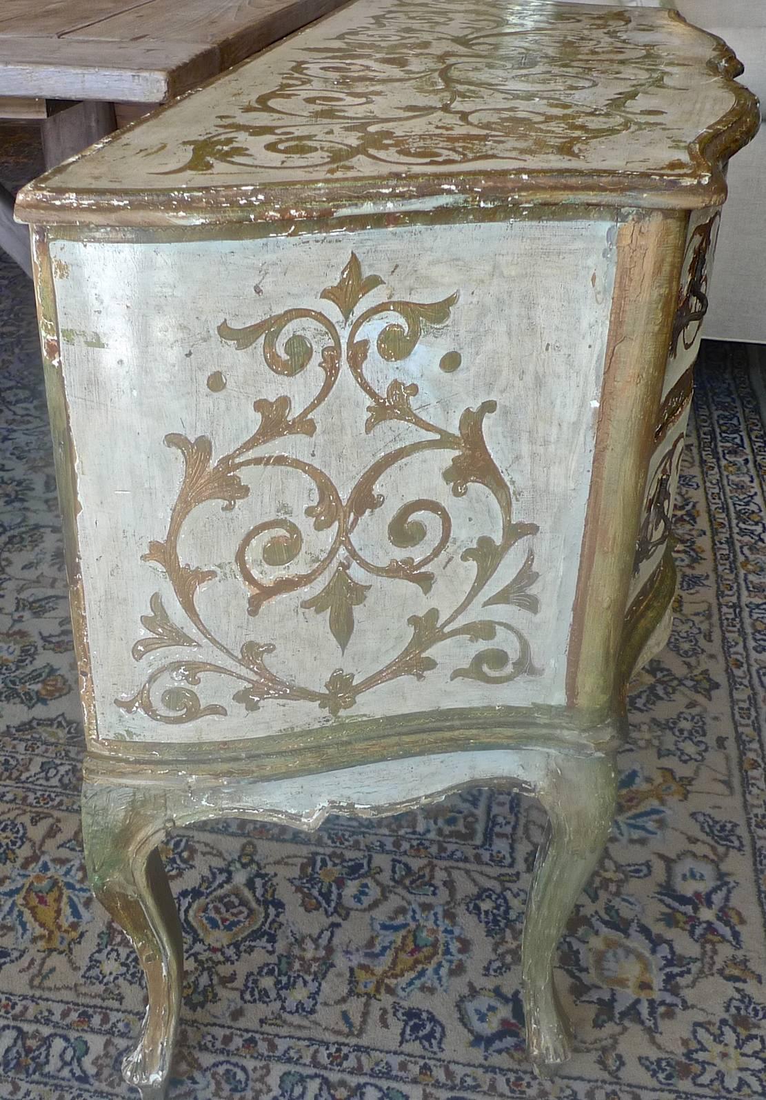 Italian Venetian Hand Painted Hand Carved 3-Drawer Commode or Chest 1