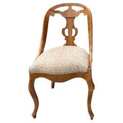 Antique Austrian 1840s Biedermeier Side-Chair  with Fabric Covered Seat