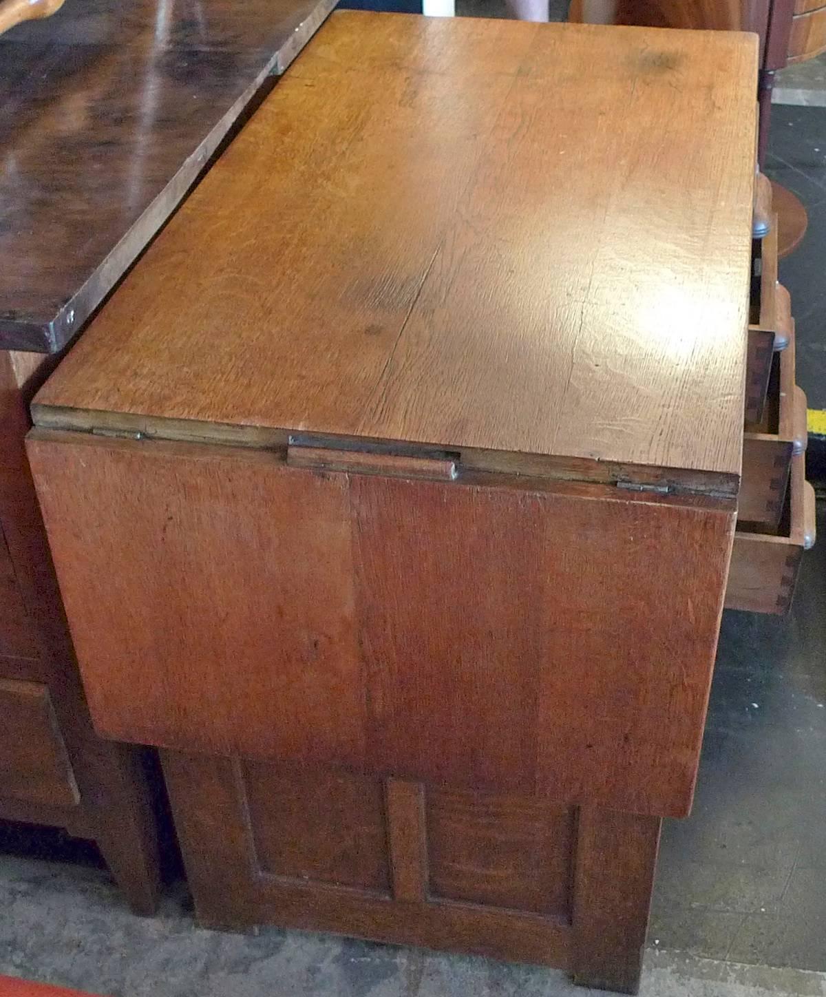 French 1940s School Writing Desk with Extension Flap and Four Drawers. 1