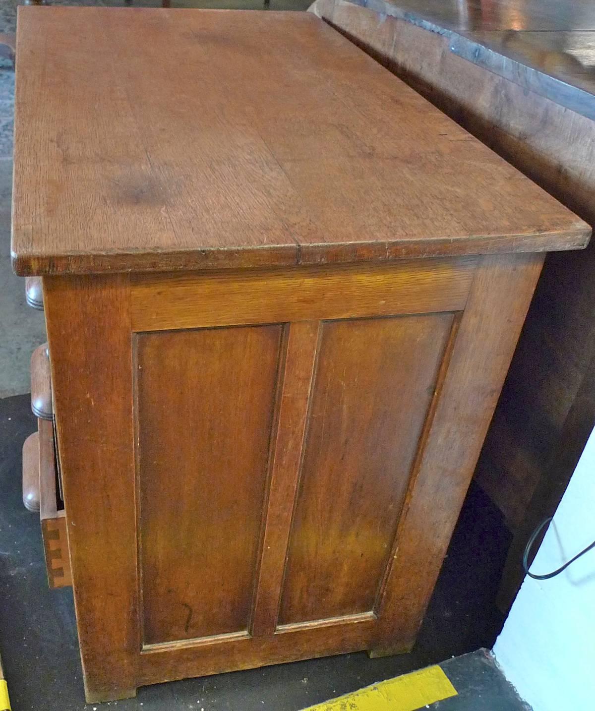 French 1940s School Writing Desk with Extension Flap and Four Drawers. 2