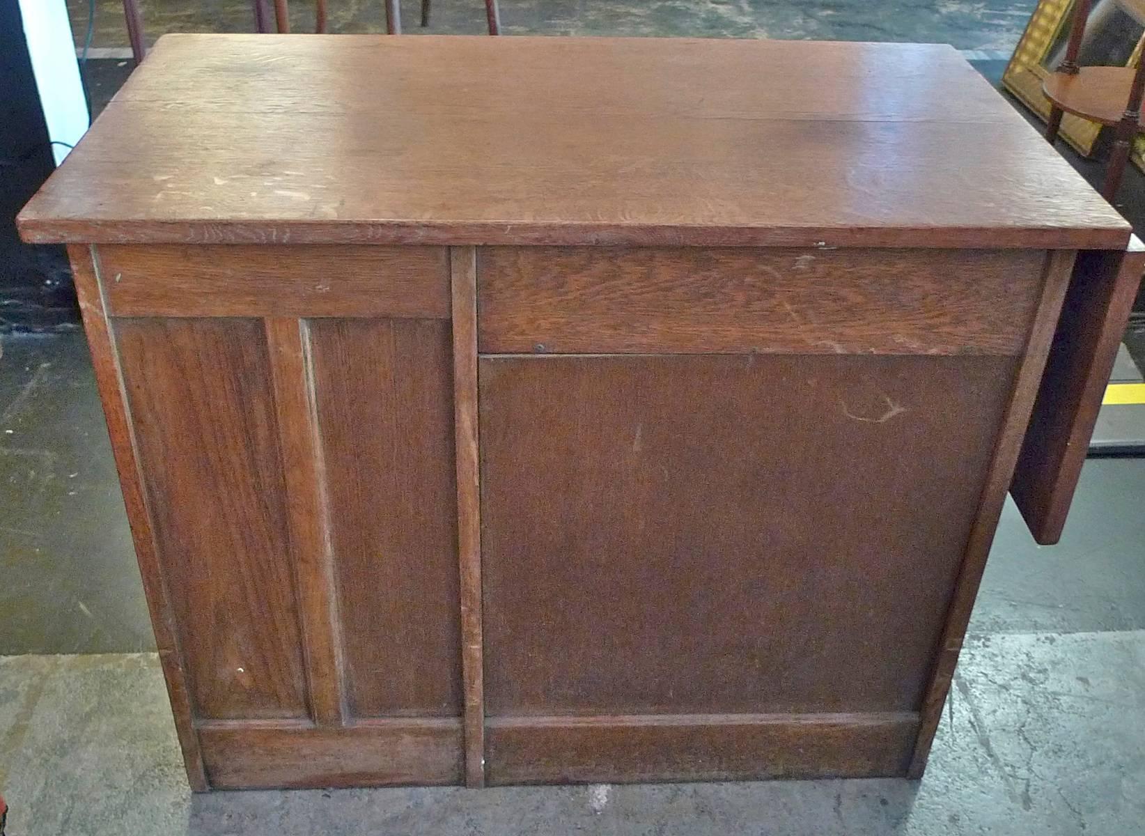 French 1940s School Writing Desk with Extension Flap and Four Drawers. 4