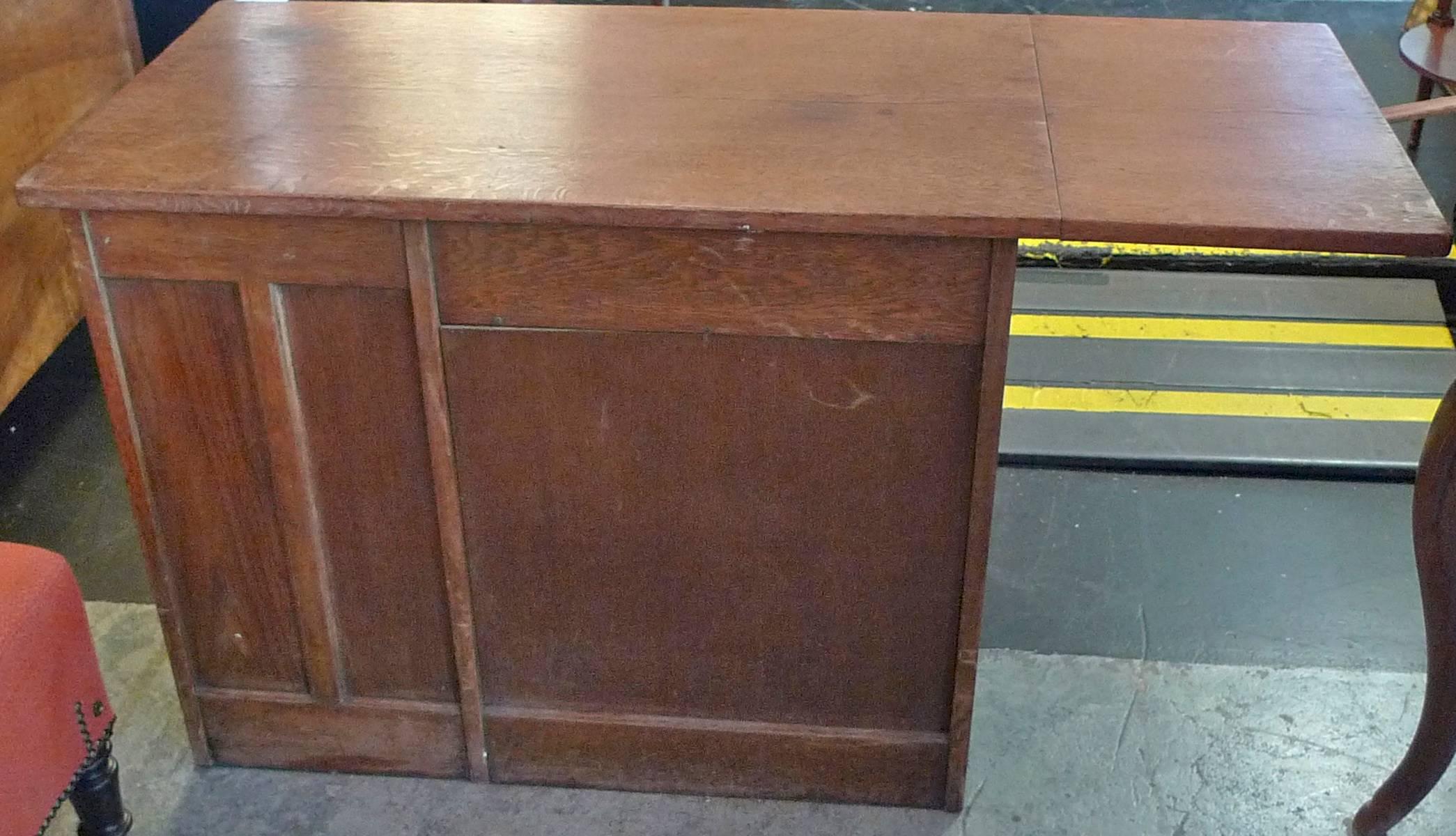 French 1940s School Writing Desk with Extension Flap and Four Drawers. 5