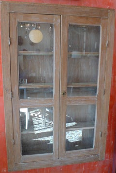 French 19th Century Narrow Glass Cabinet with Two Doors and Three Shelves