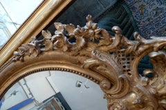 French 19th Century Hand-Carved Louis XVI Gold-Leaf Oval Mirror with Crown