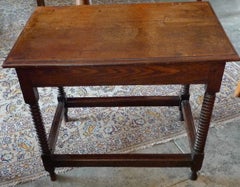French 19th Century Small End or Side Table with One End Drawer and Turned Legs