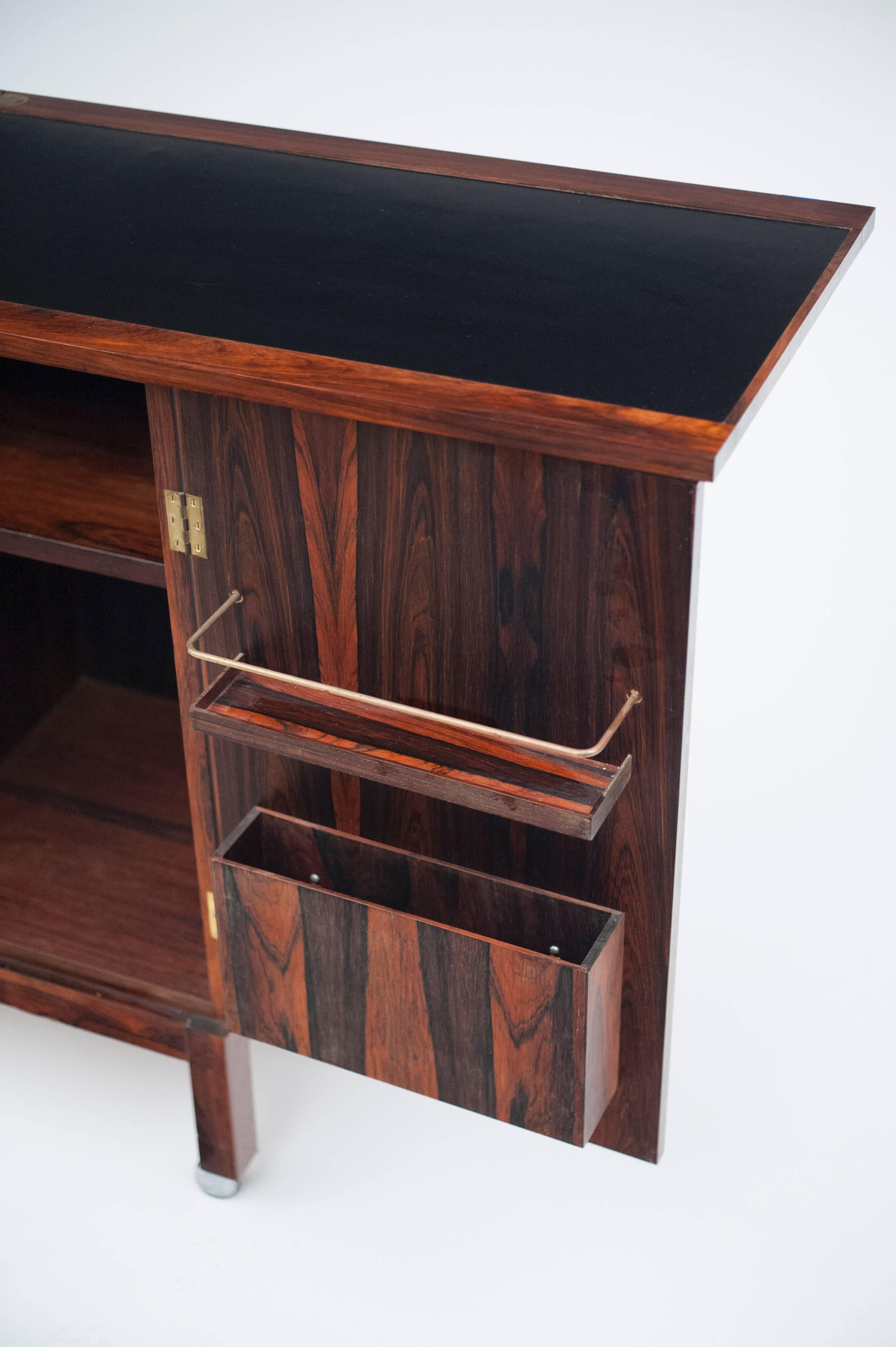 Brass Rosewood Bar Cabinet by Torbjorn Afdal for Bruksbo of Norway