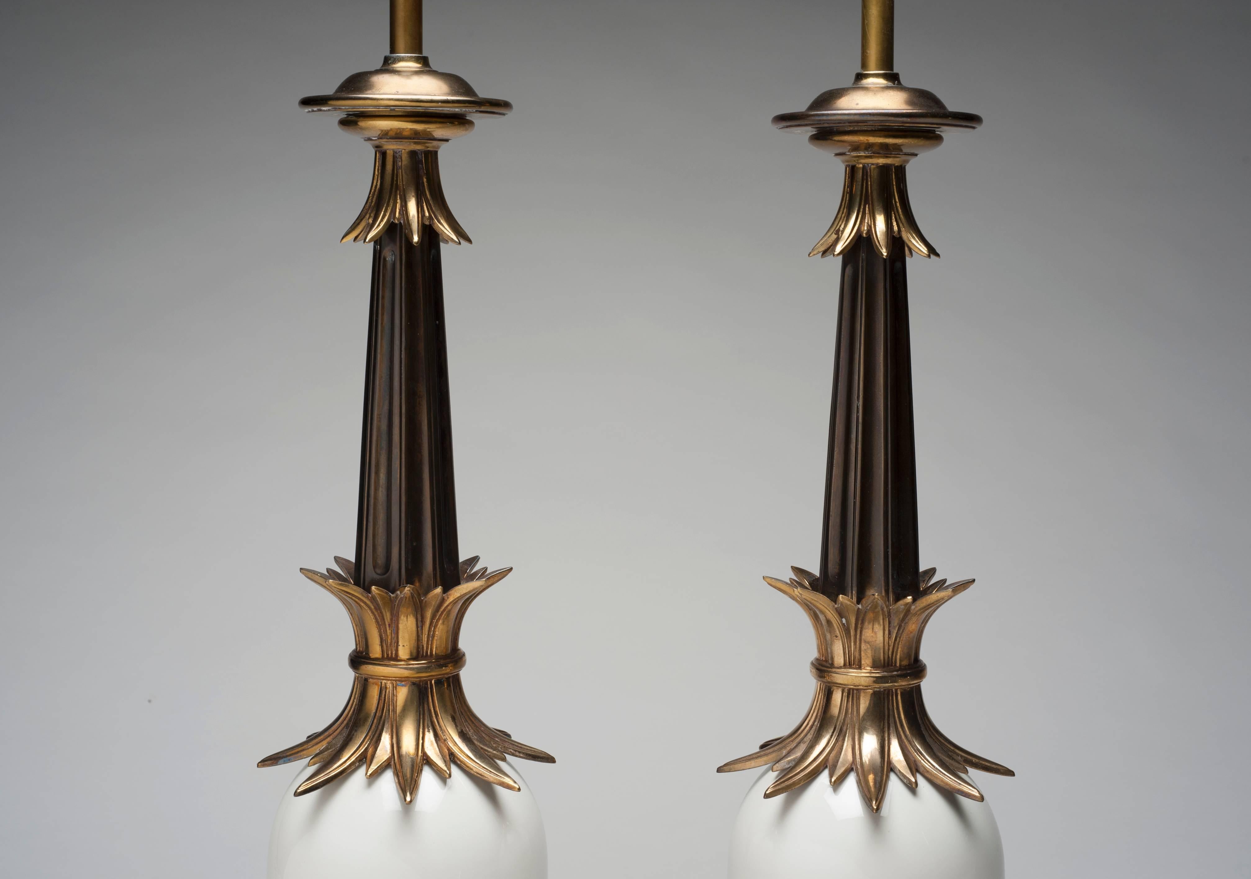 American Pair of Stiffel Ostrich Egg Lamps