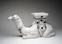 Decorative Italian White Camel Garden Stool or Table