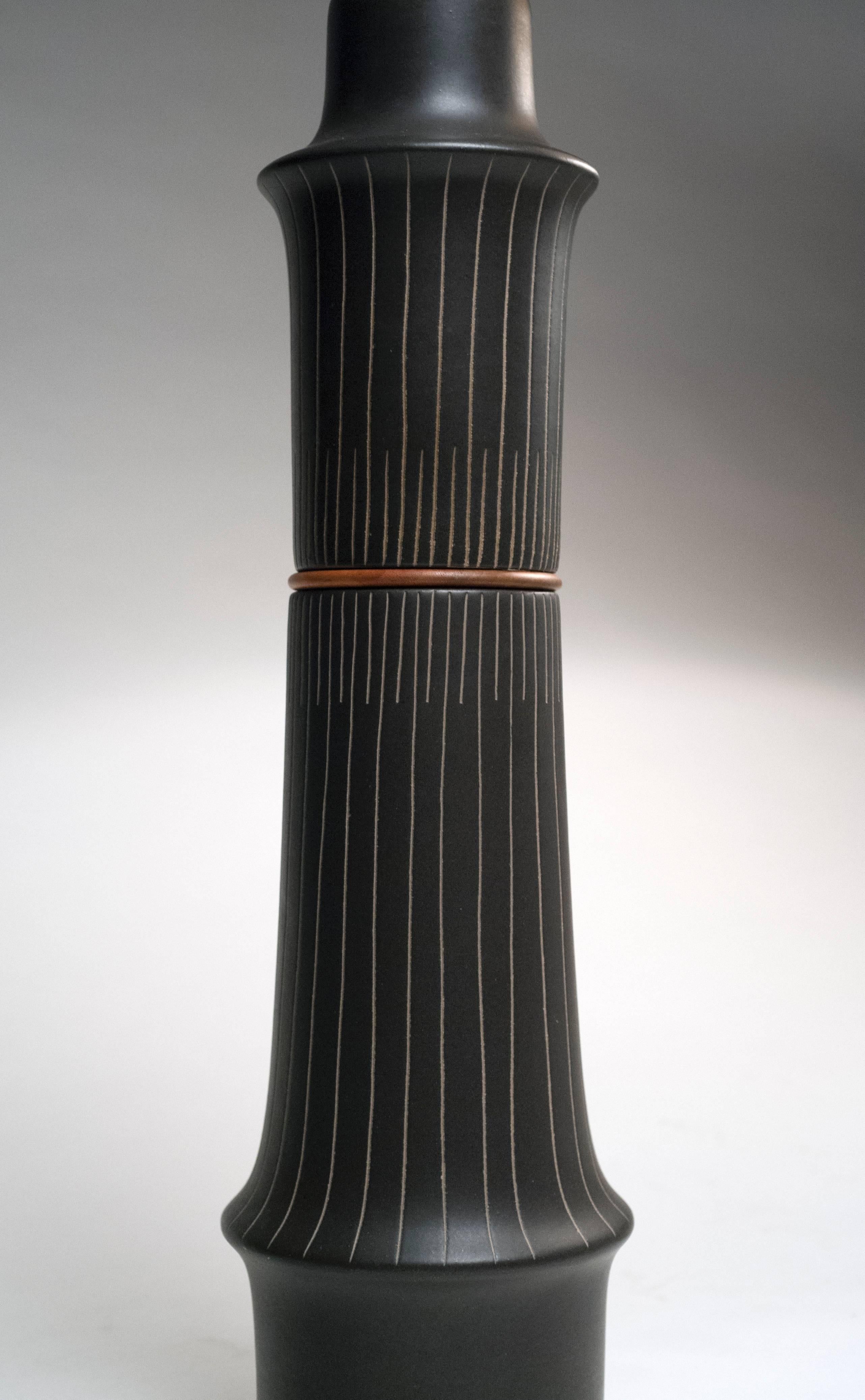 Large Gordon Martz Ceramic Black Table Lamp for Marshall Studios 1