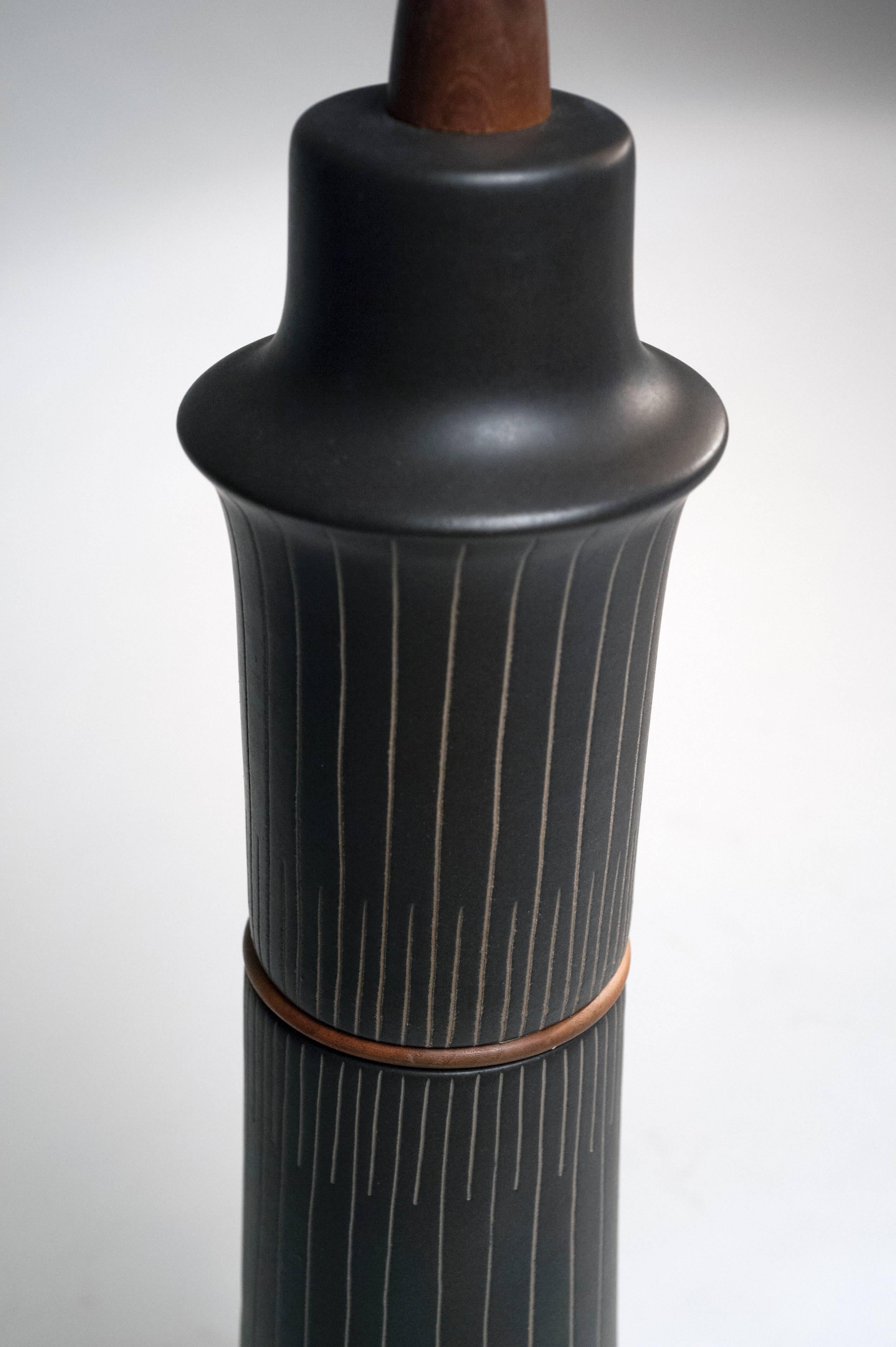 Large Gordon Martz Ceramic Black Table Lamp for Marshall Studios 2