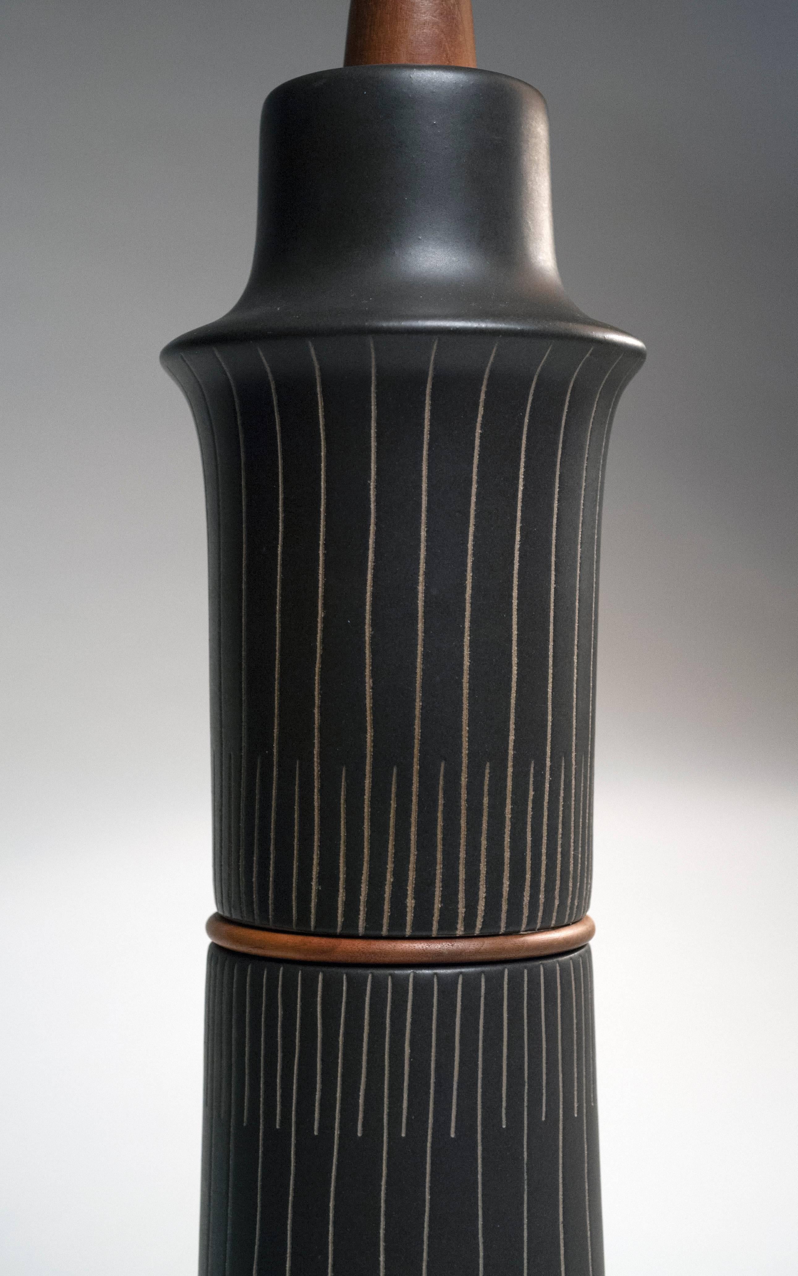 Large Gordon Martz Ceramic Black Table Lamp for Marshall Studios 3