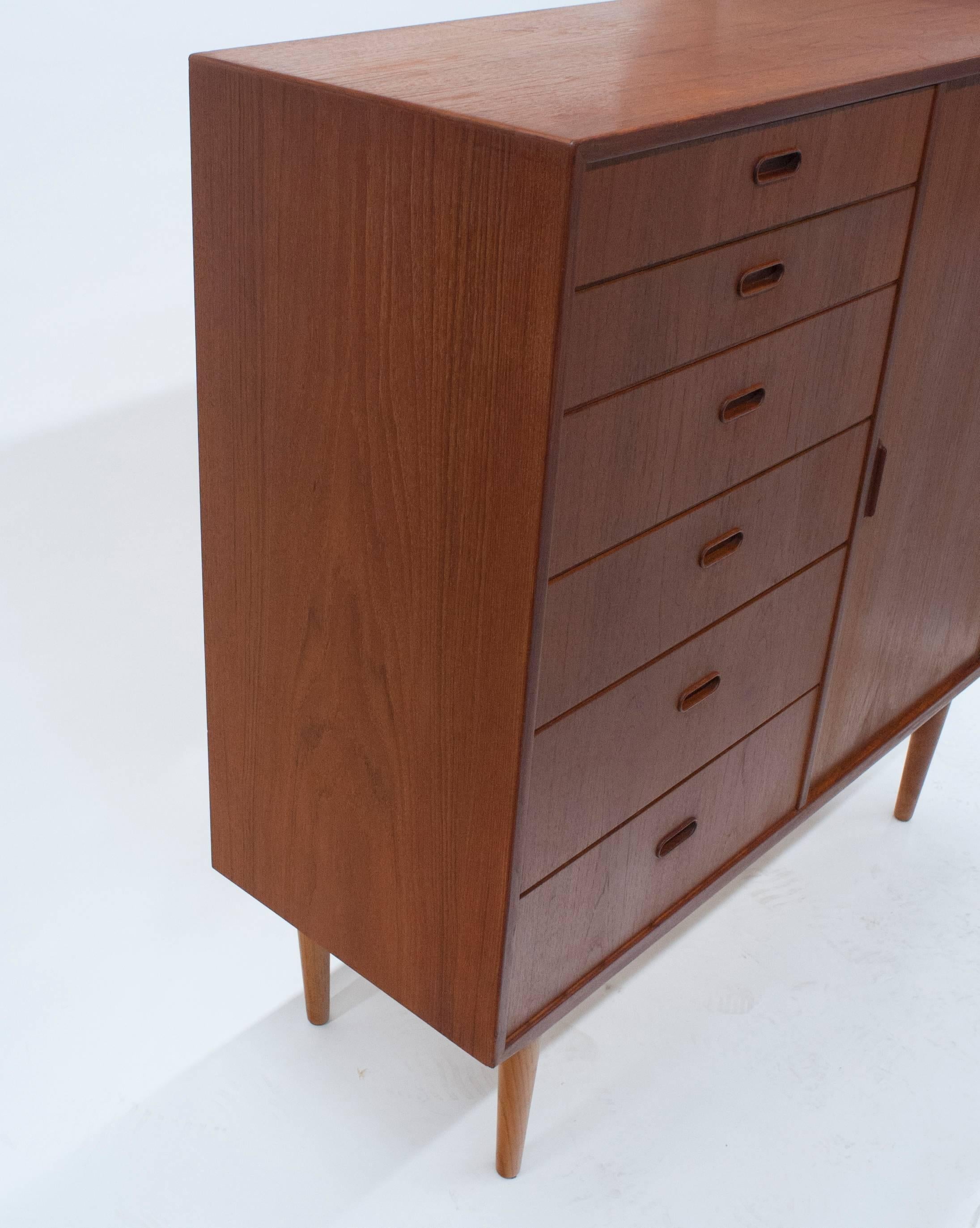 Danish Falster Chest of Drawers in Teak with Tambour Doors In Good Condition In Washington, DC