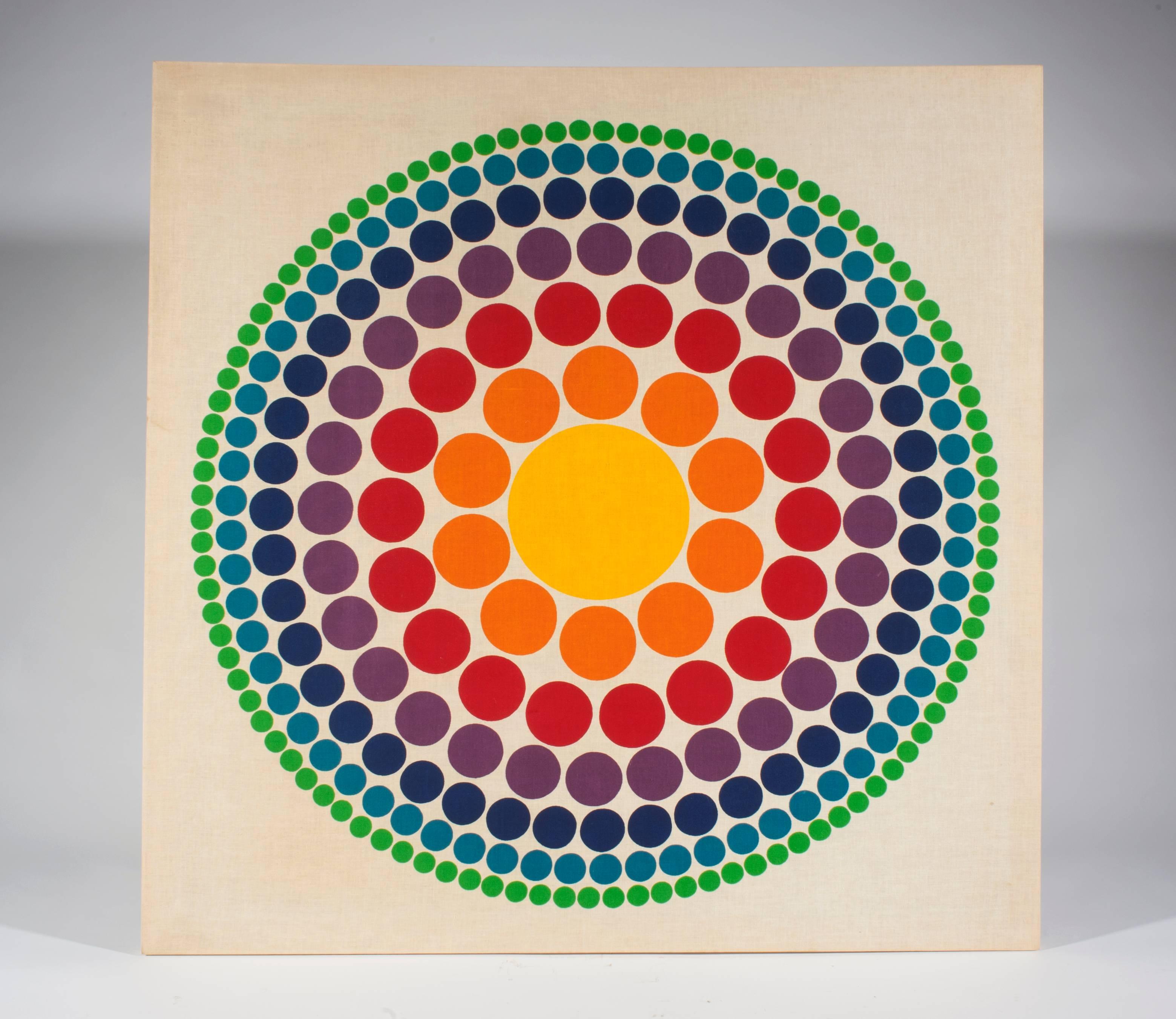 Large, hard to find, Verner Panton fabric panel produced by Unika-Vaev in 1965. Titled 