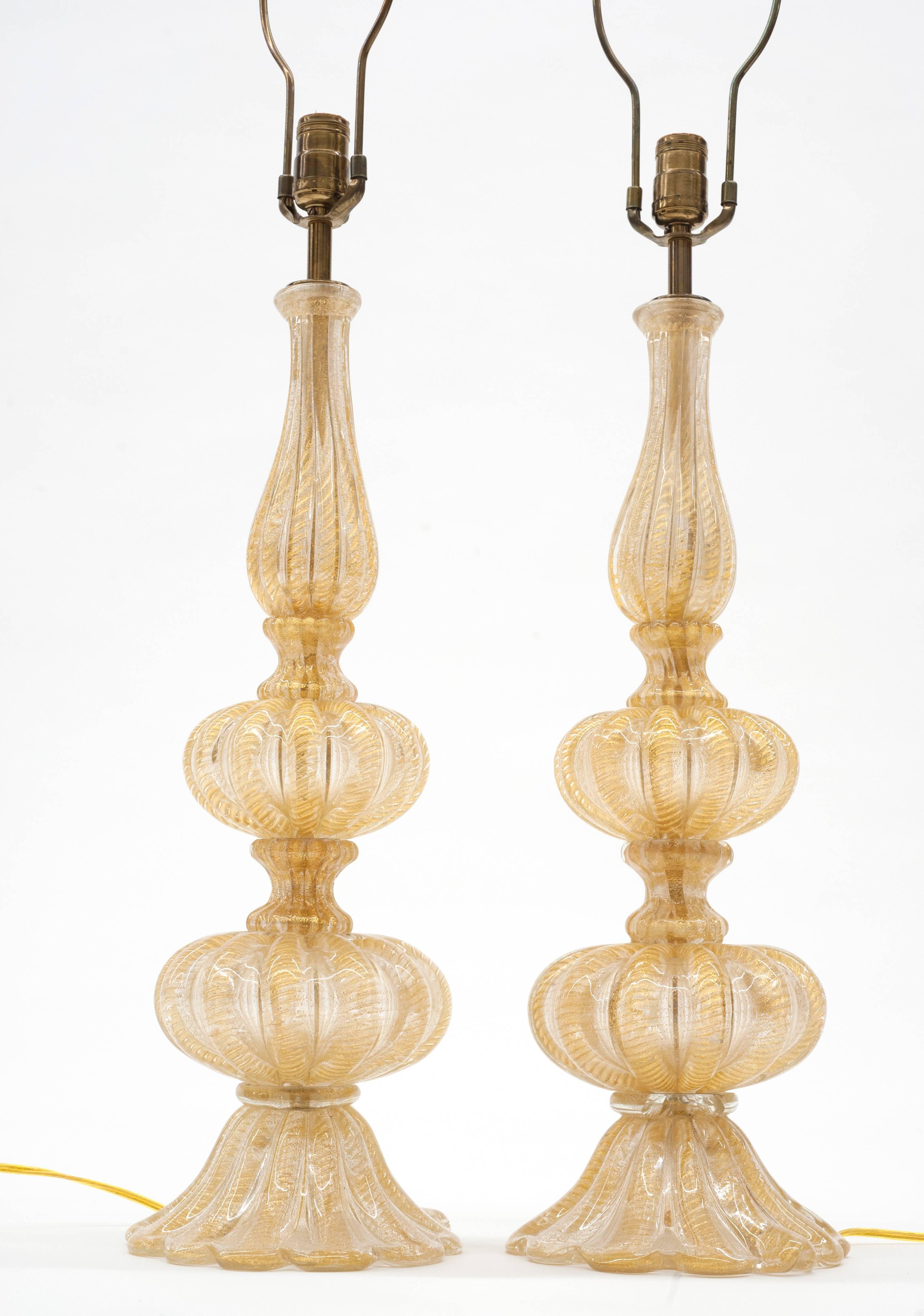 Barovier & Toso Pair of Glass Italian Murano Table Lamps In Good Condition In Washington, DC