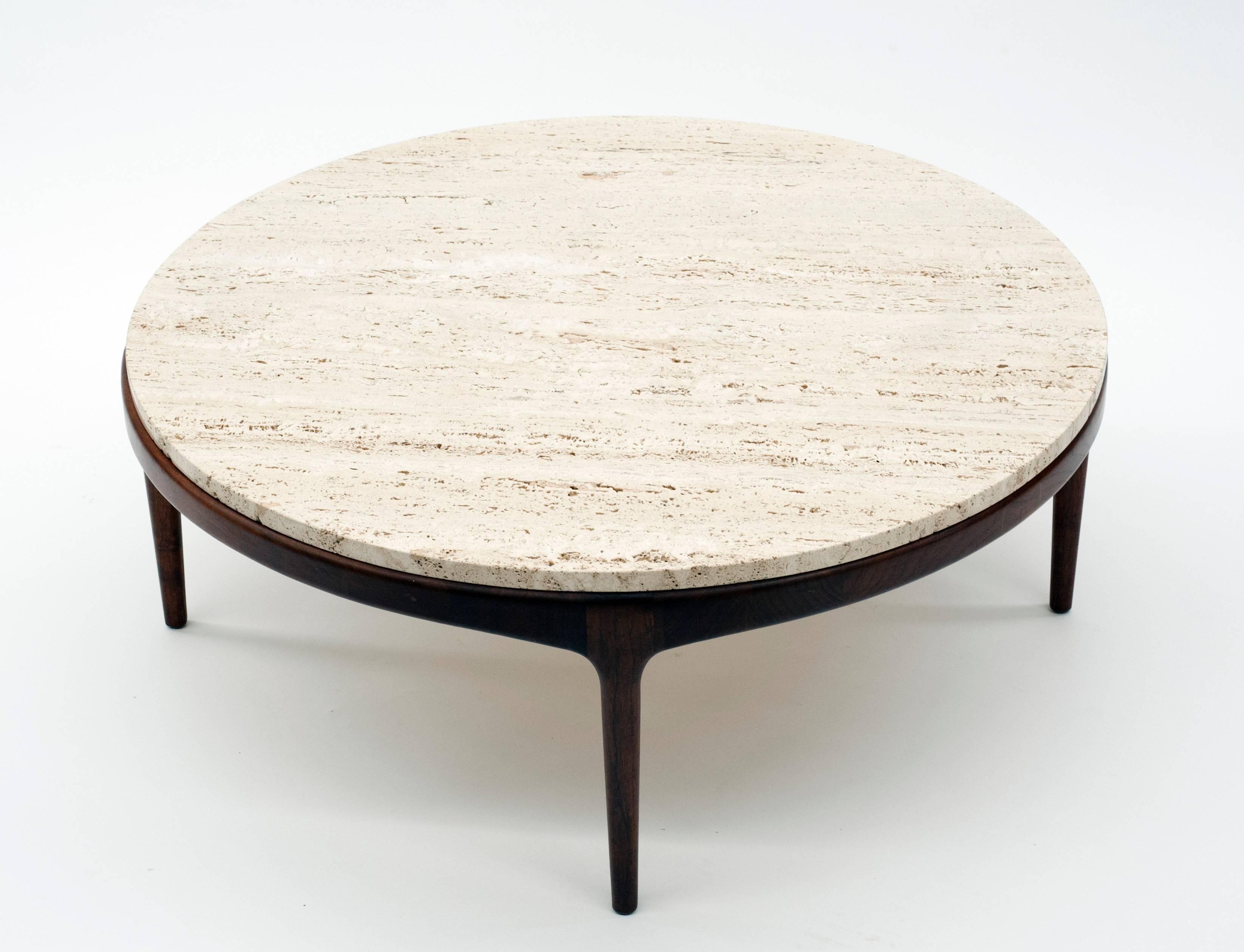 travertine round coffee table
