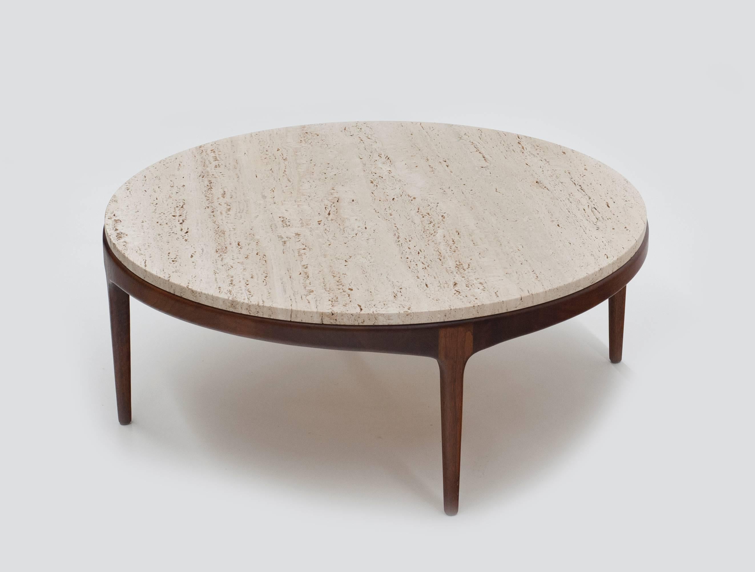 travertine coffee table round