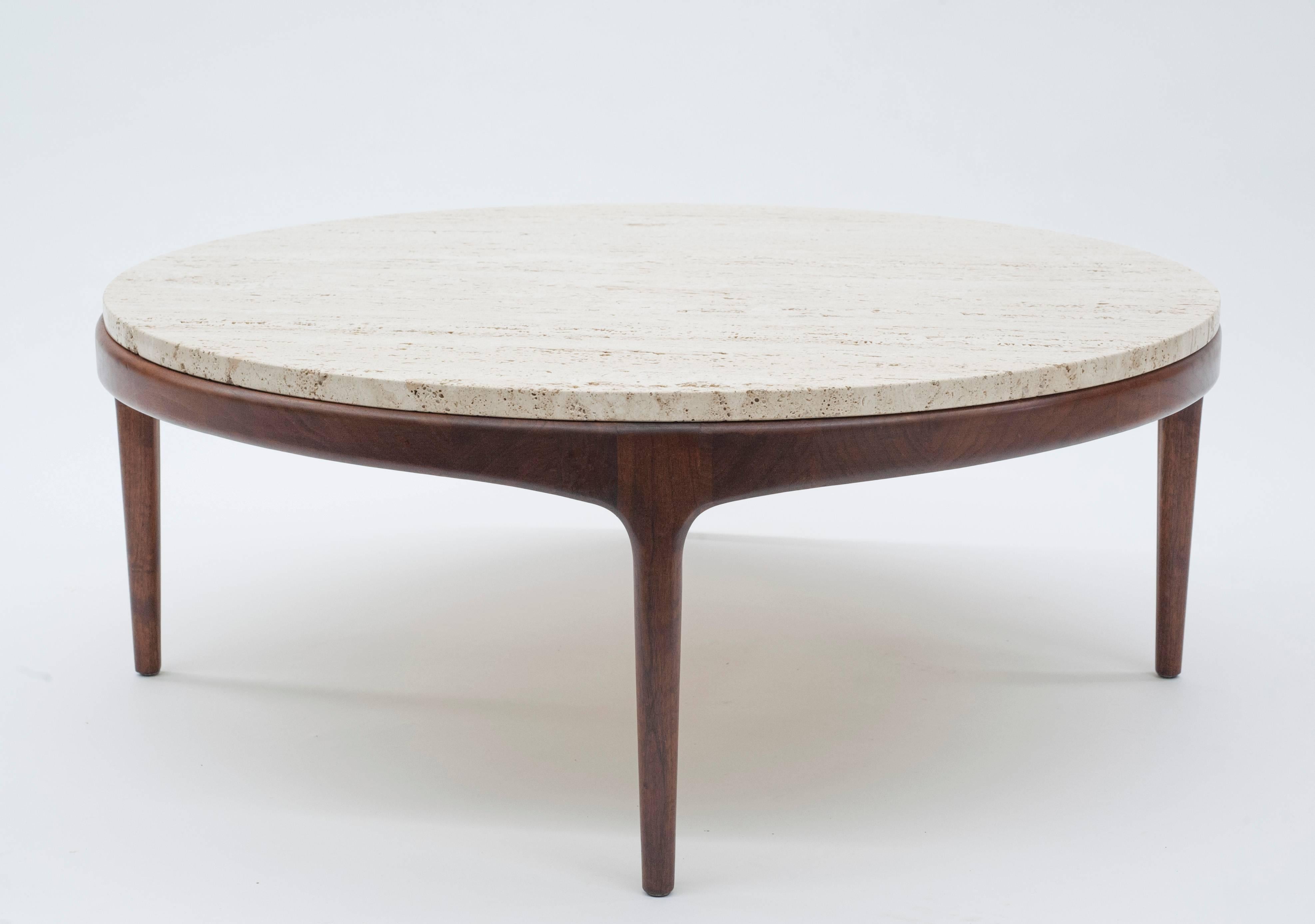 round travertine coffee table
