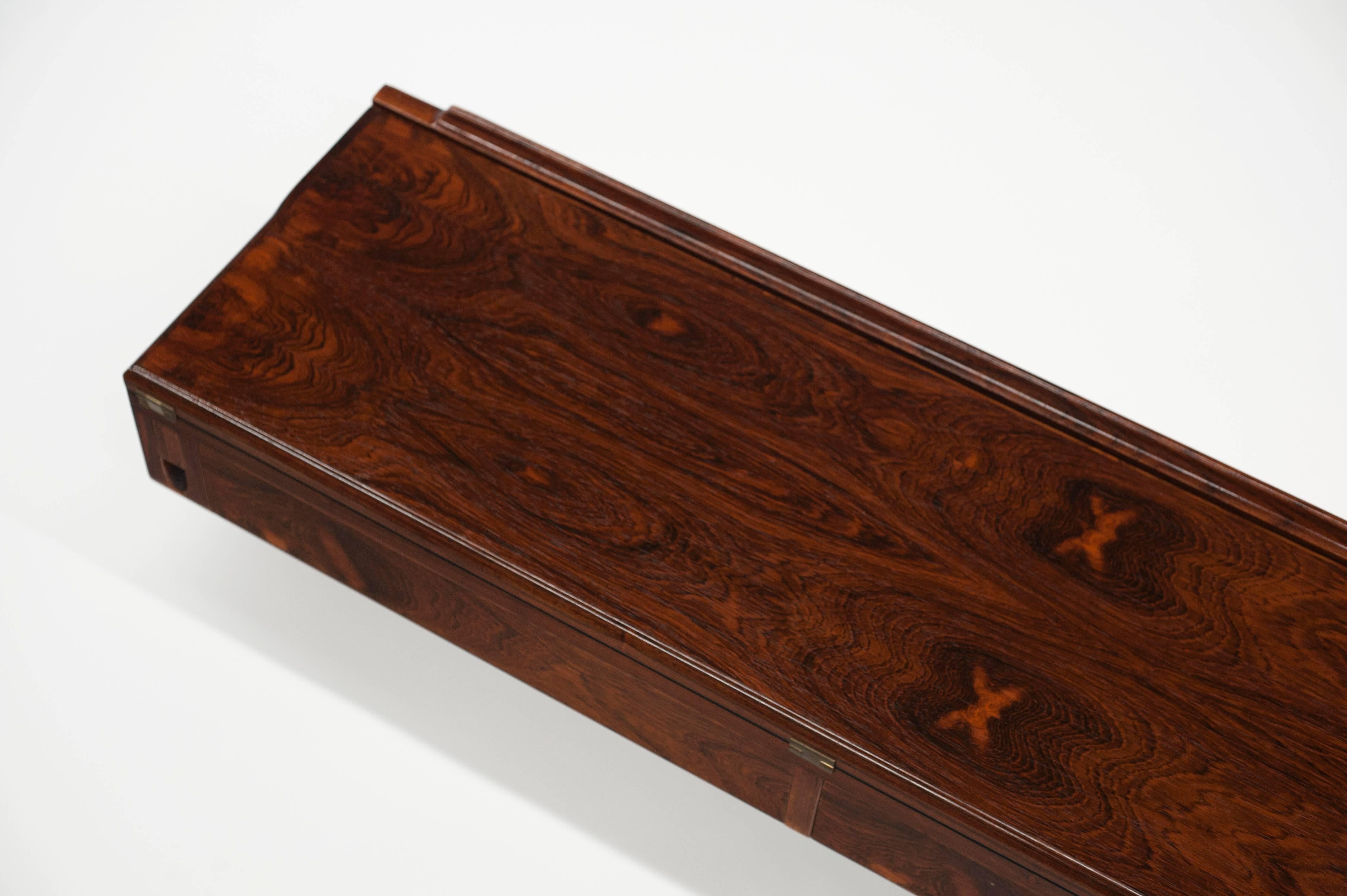 Brass Modern Rosewood Wall-Mounted Console by Arne Hovmand-Olsen