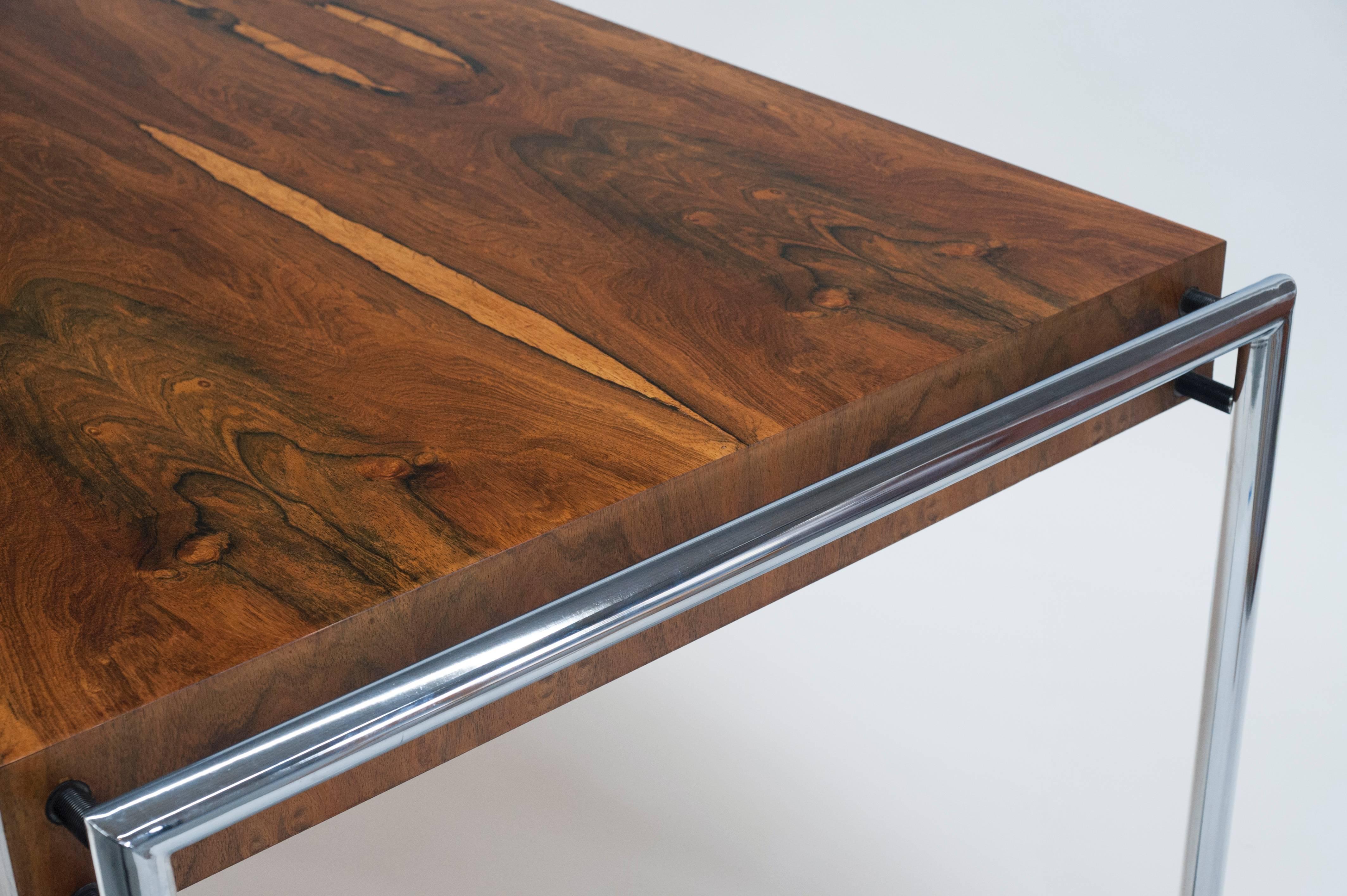 Large Modern Executive Rosewood Desk with Tubular Chrome Legs 4