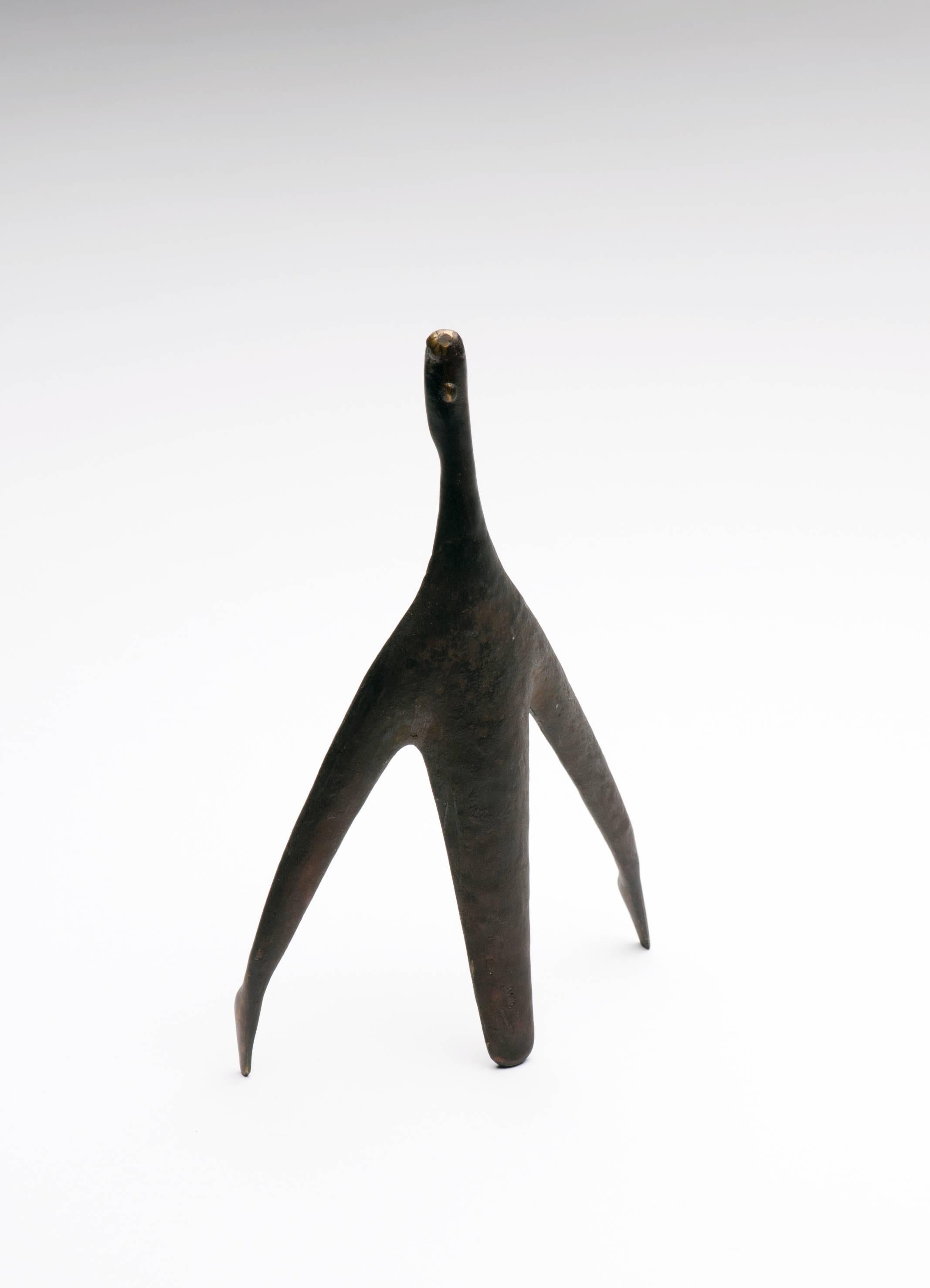 Mid-20th Century Bronze Abstract Sculpture Figure by Carl Aubock